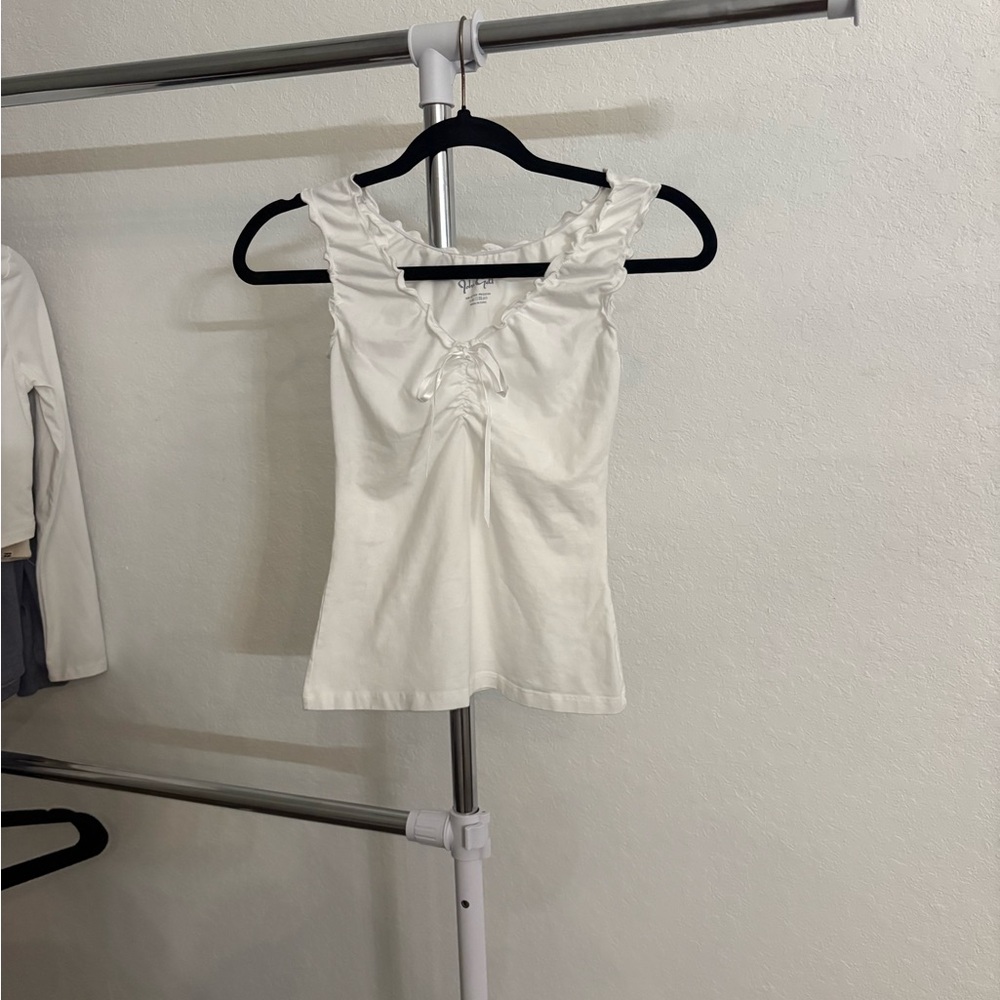 PacSun White Ruffled Tank Top